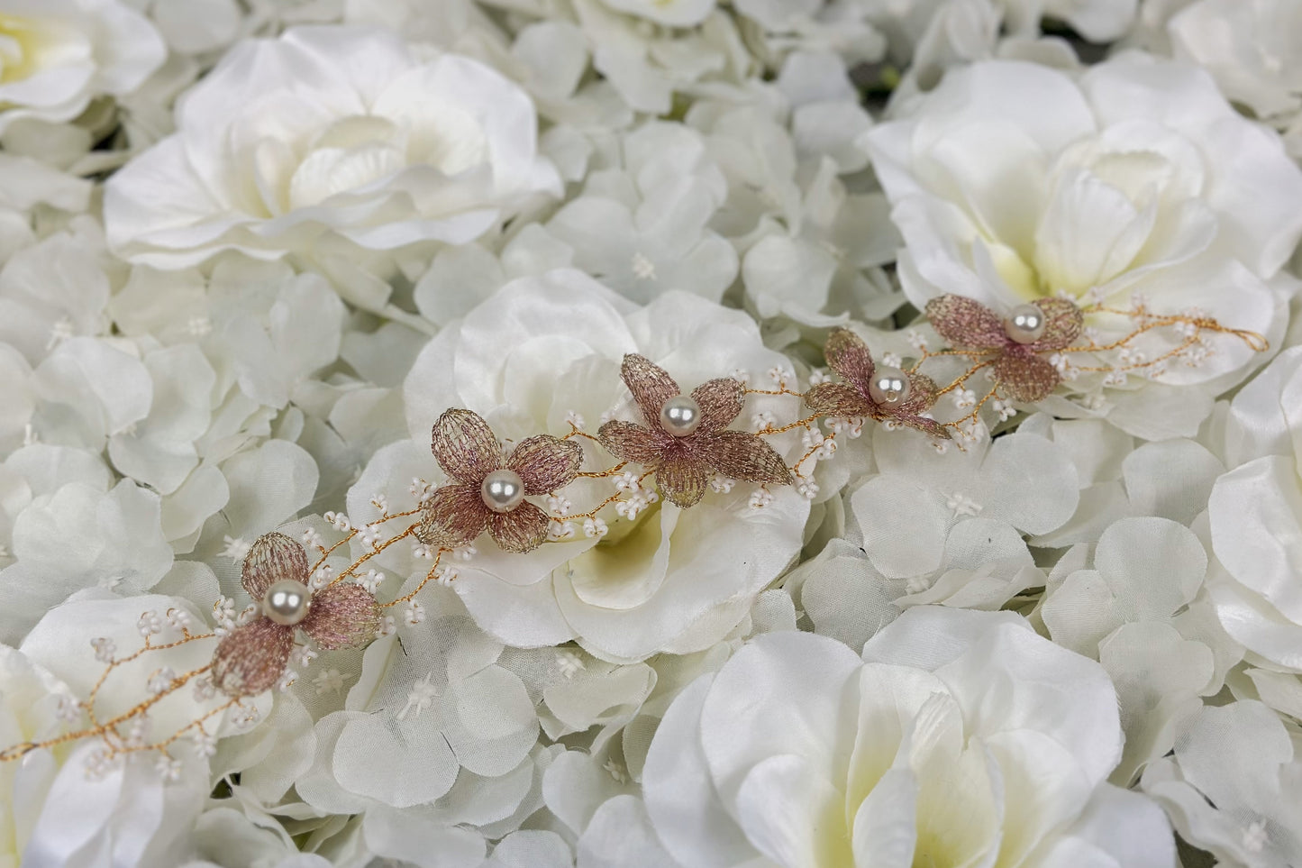 Pearl Flower Ribbon Hair Vine
