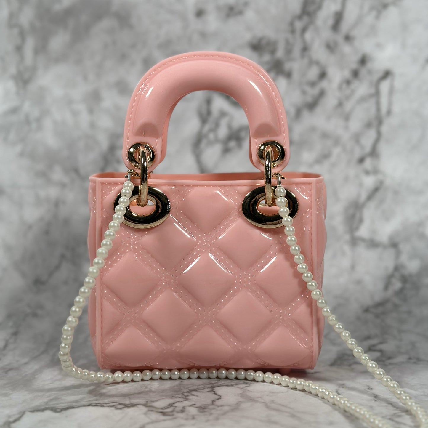 Linda Bellino Mini Luxe Quilted Bag – Pearl Strap & Crossbody