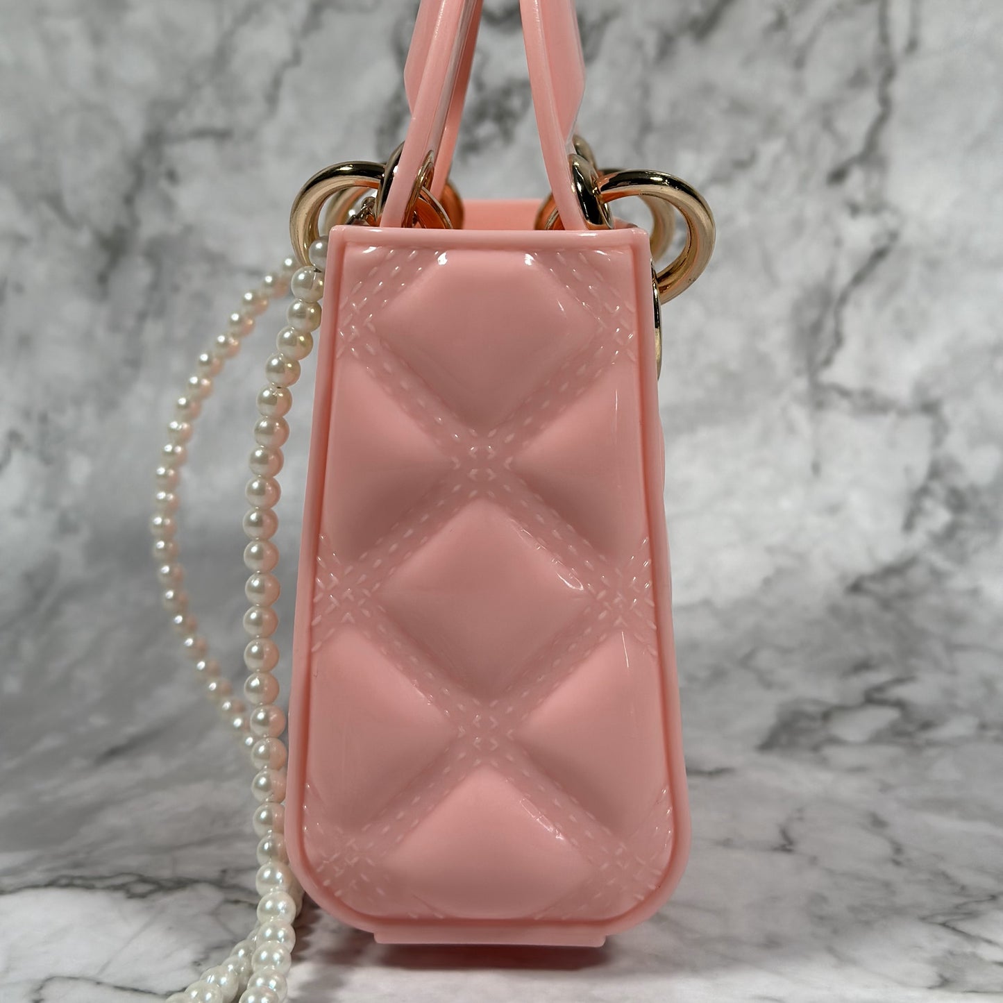 Linda Bellino Mini Luxe Quilted Bag – Pearl Strap & Crossbody