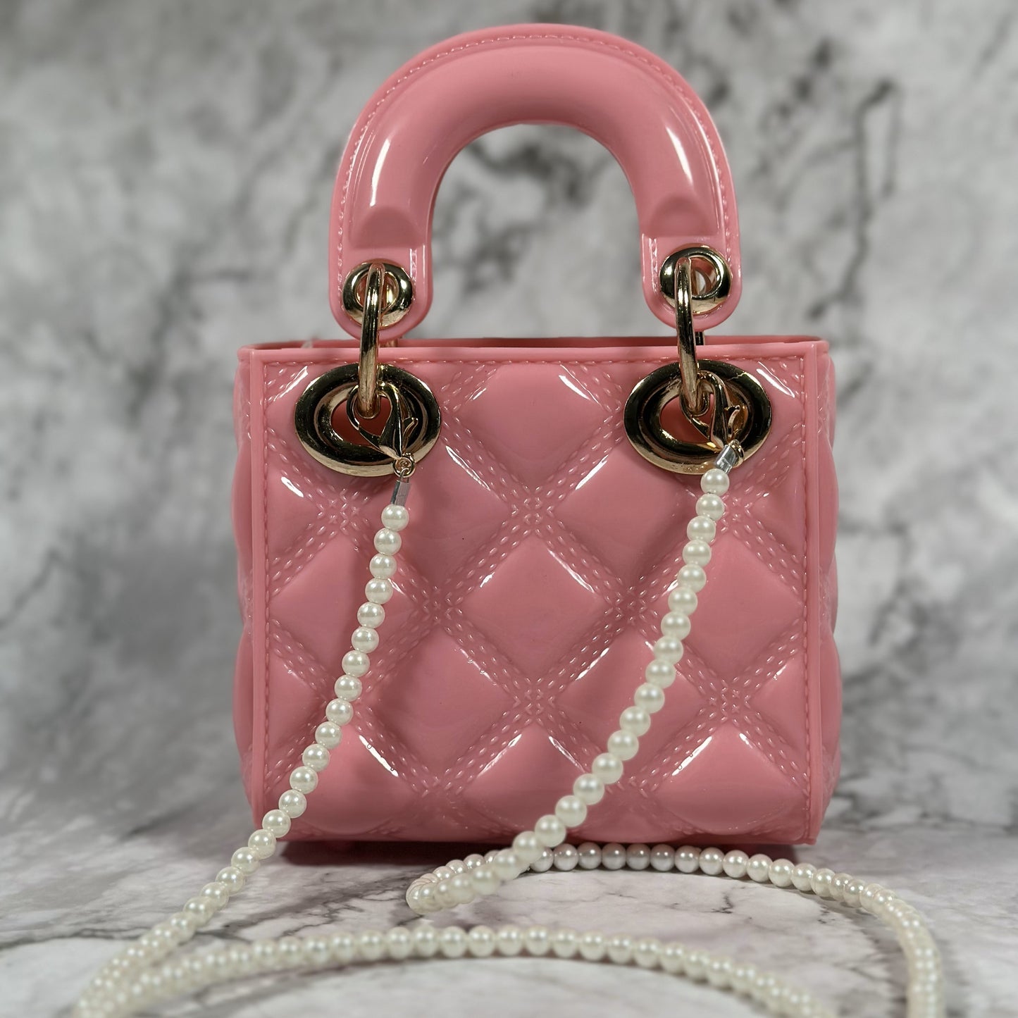 Linda Bellino Mini Luxe Quilted Bag – Pearl Strap & Crossbody