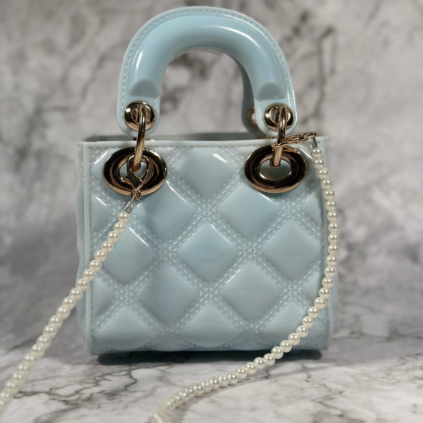 Linda Bellino Mini Luxe Quilted Bag – Pearl Strap & Crossbody