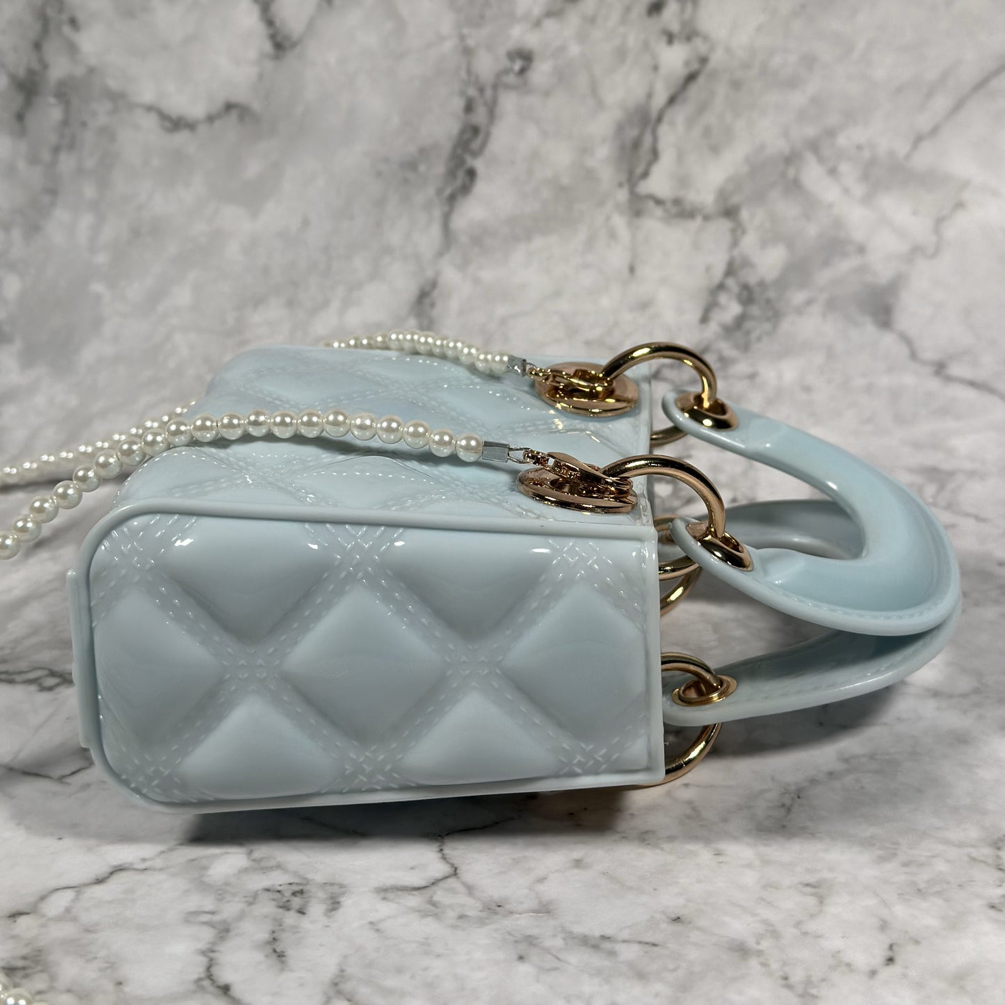 Linda Bellino Mini Luxe Quilted Bag – Pearl Strap & Crossbody