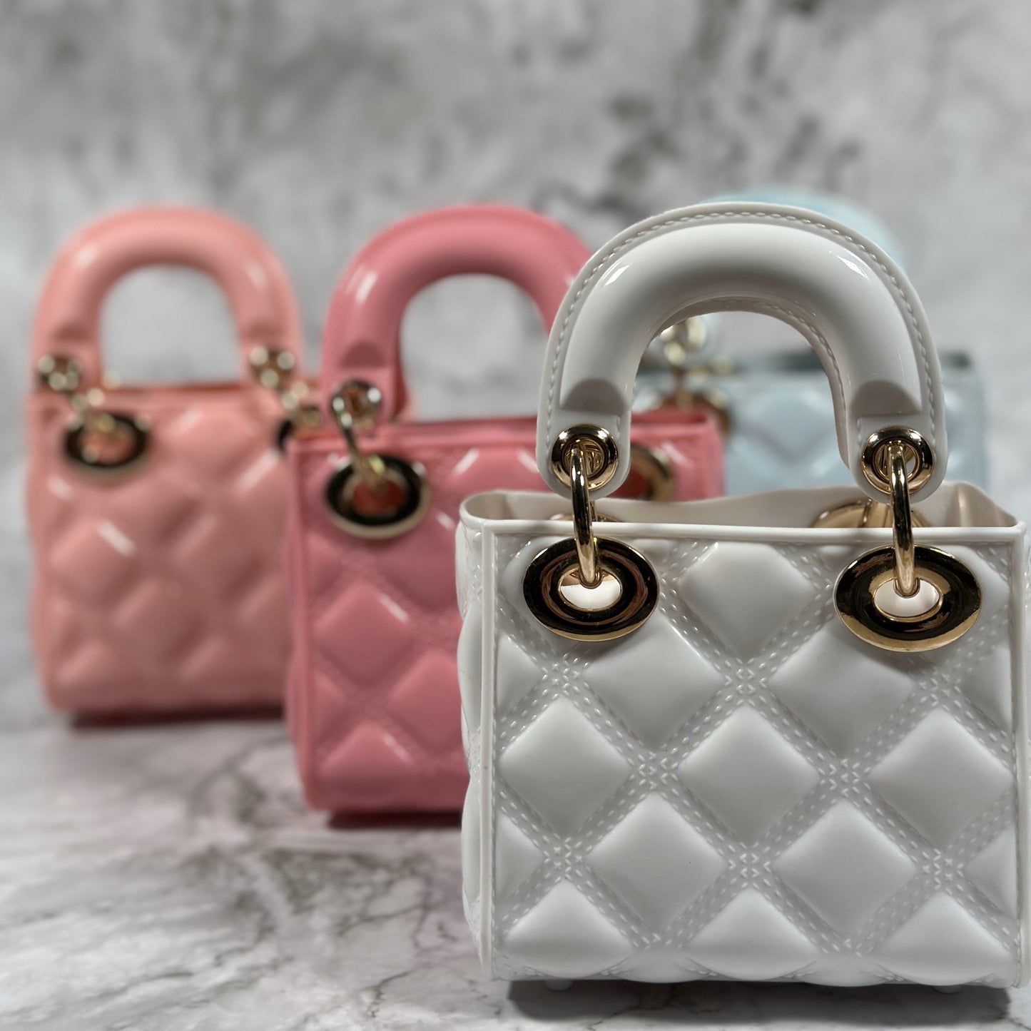 Linda Bellino Mini Luxe Quilted Bag – Pearl Strap & Crossbody