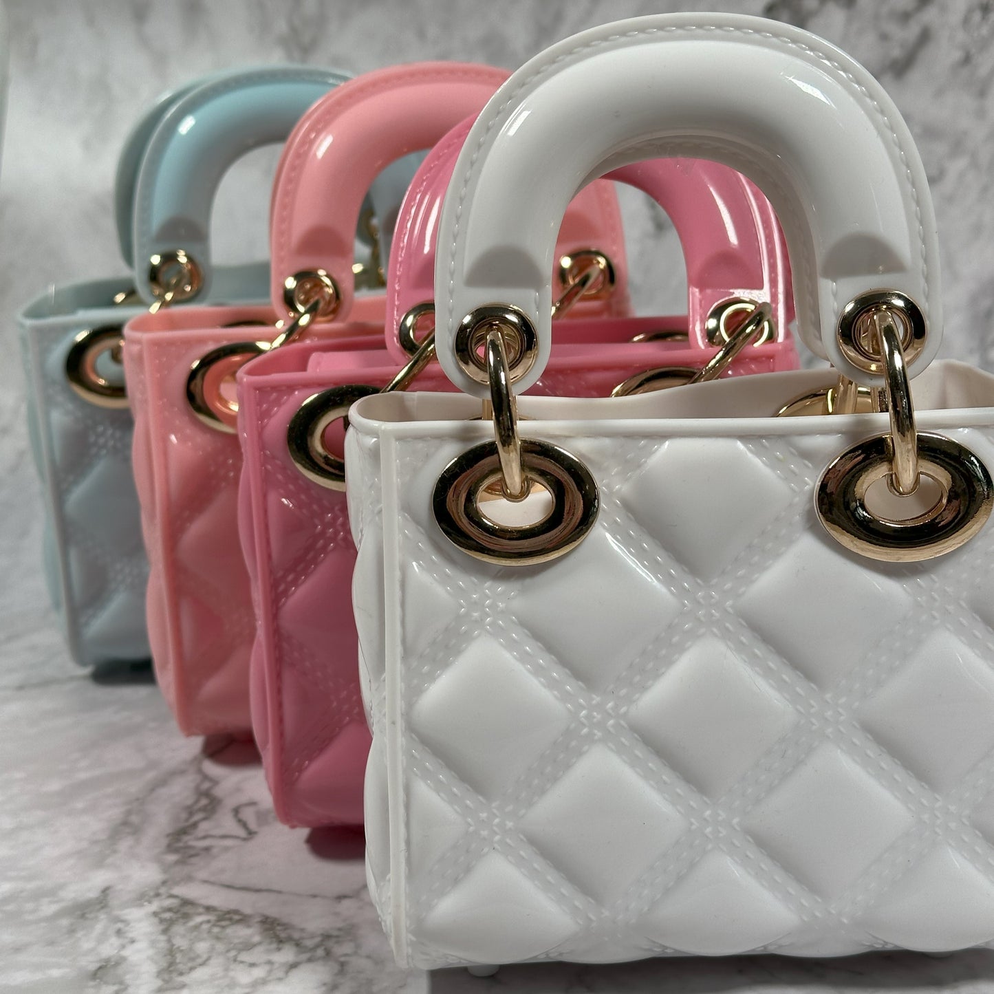 Linda Bellino Mini Luxe Quilted Bag – Pearl Strap & Crossbody