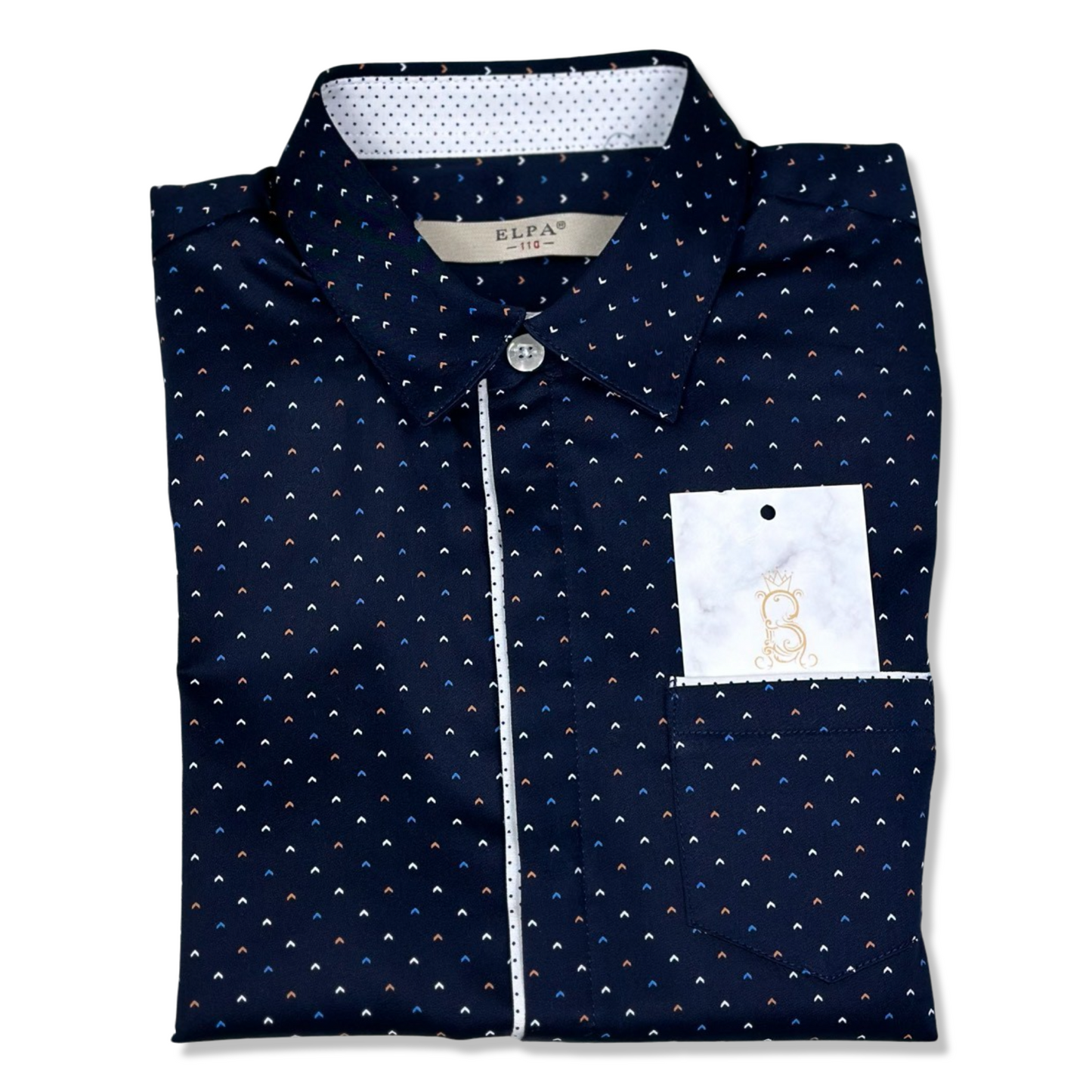 LB Patterned Dress Shirt | Navy Blue