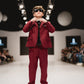 Boys Premium Wool Blend Blazer | Burgundy