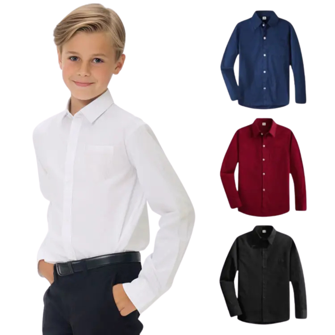 Boys Formal Dress Shirt Slim Fit 100% Cotton