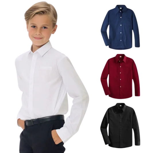 Boys Formal Dress Shirt Slim Fit 100% Cotton