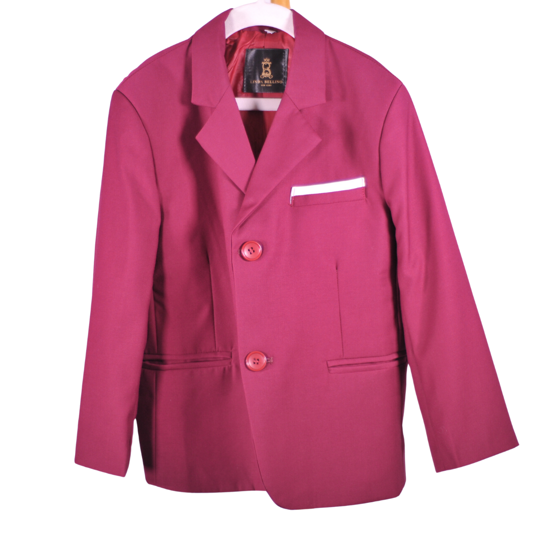 Boys Premium Wool Blend Blazer | Burgundy