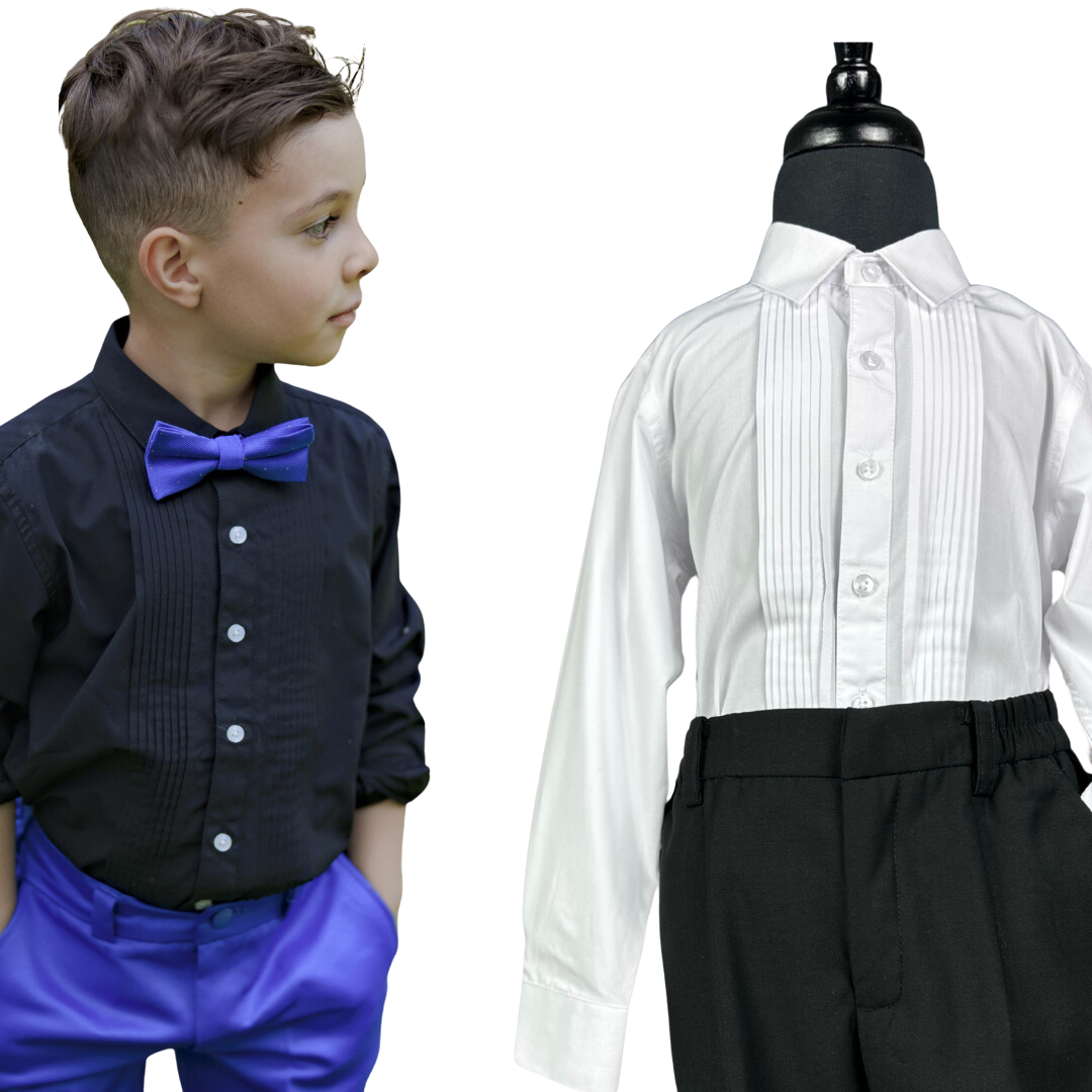 Boys Bamboo Blend Pleated Dress Shirt