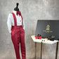 LB Creased Suspender Dress Pants With Matching Bow Tie - Red