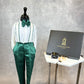 LB Creased Suspender Dress Pants With Matching Bow- Emerald Green